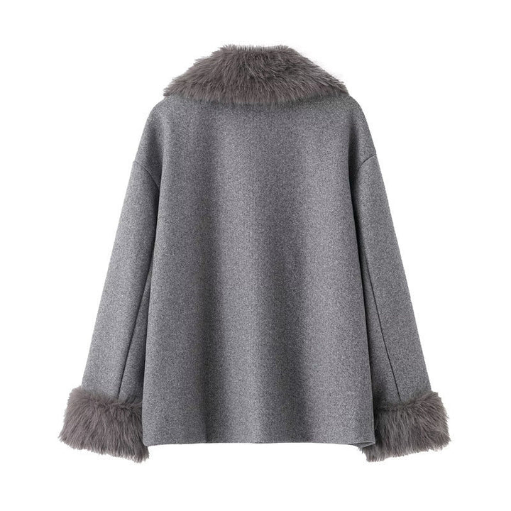 Wool Cape Coat with Wrap Collar for Women - Potter