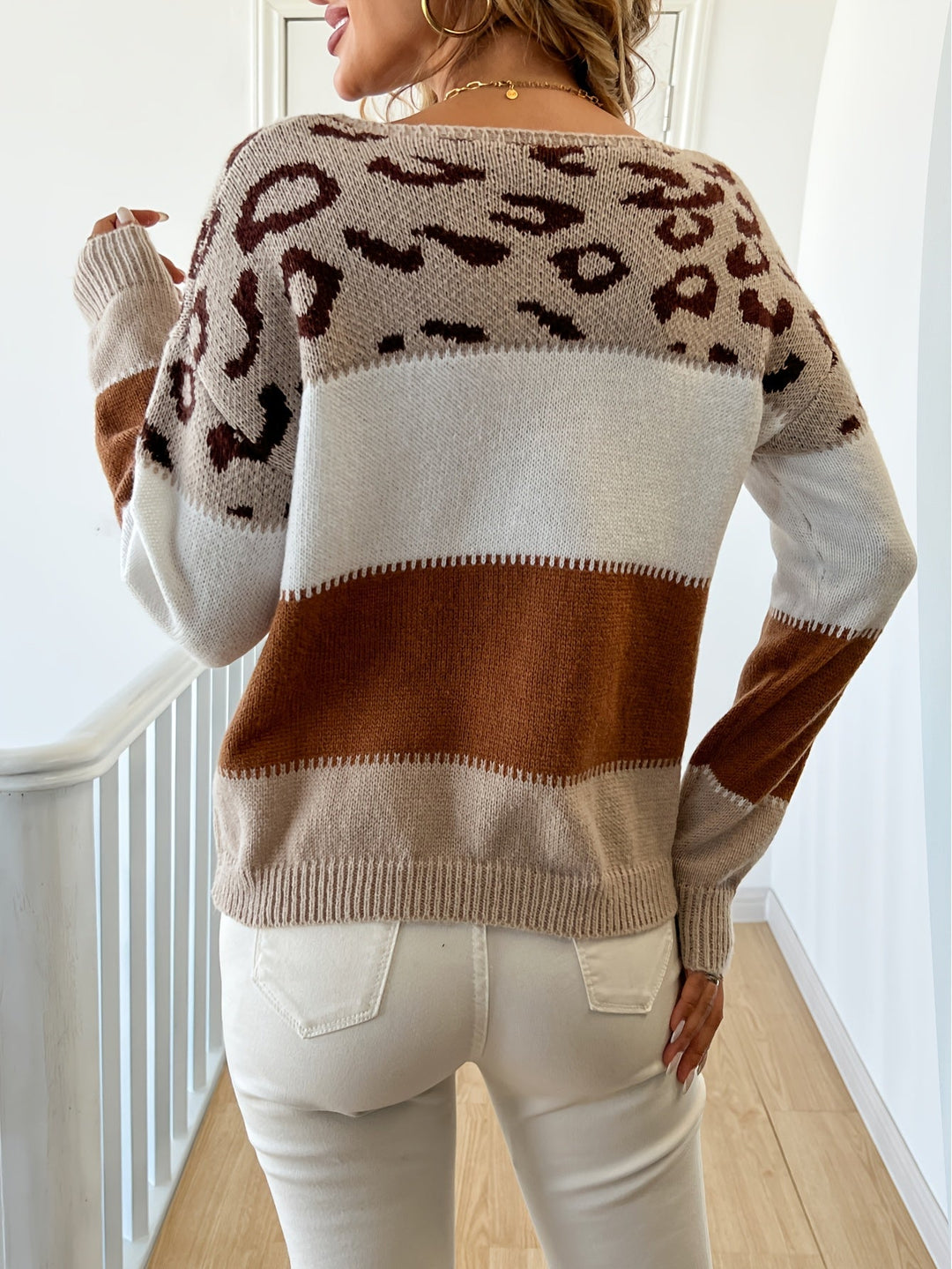 Tamsin Patterned Colour-Block Sweater, view 3 - Elena Harper