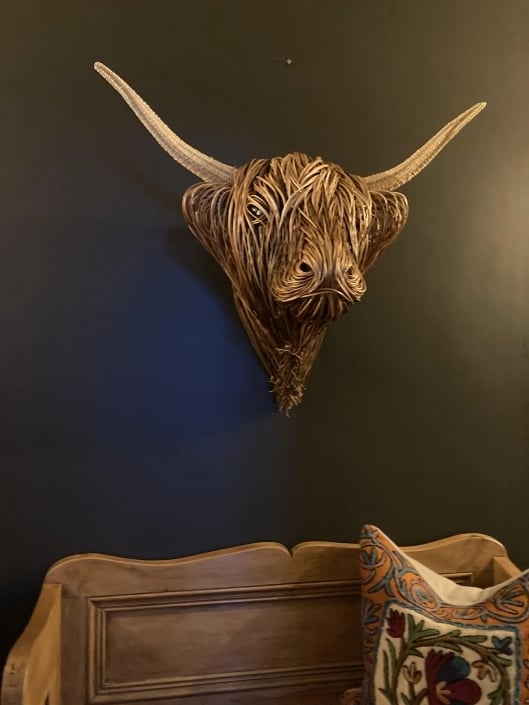 Toro Rustic Wall Sculpture Handwoven Rattan Art, view 6 - Elena Harper