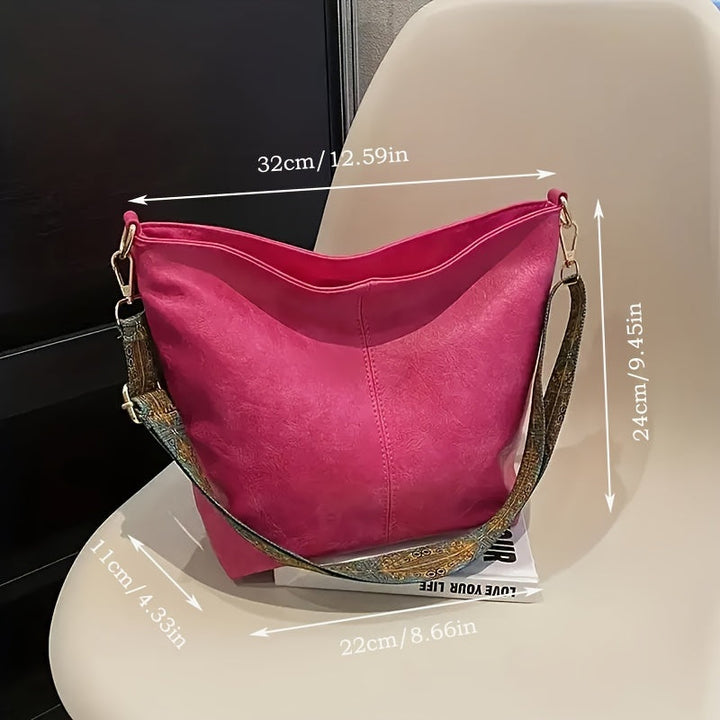 Geometric Oversized Bag – Large-Capacity Shoulder Bag with Retro Style