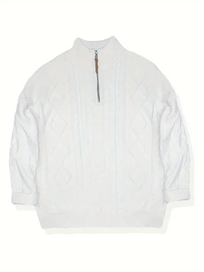 Brit & Boho™️ | Viscose Blend Knit Quarter Zip