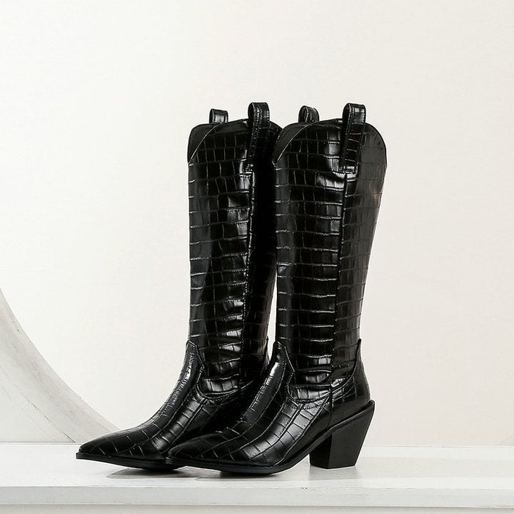 Knee-High Women's Boots with Chunky Heel - Kyvraen