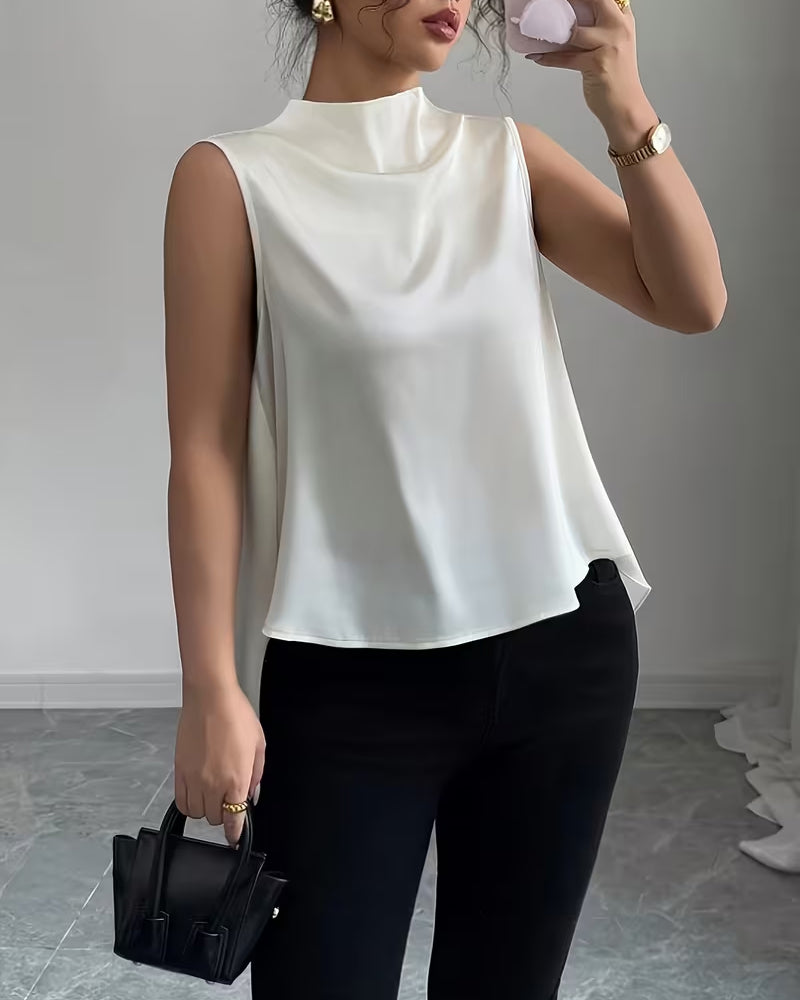 Women's Fitted Tank Top – Asymmetrical V-Back Design for Casual Use