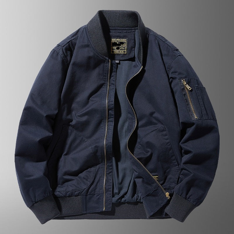 Premium Casual Bomber Jacket for Men – Loose Fit with Stand Collar