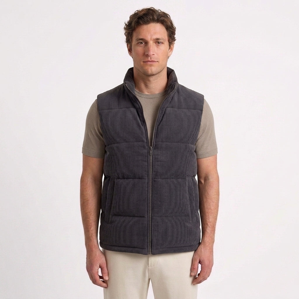 Quilted Velvet Padded Gilet for Men