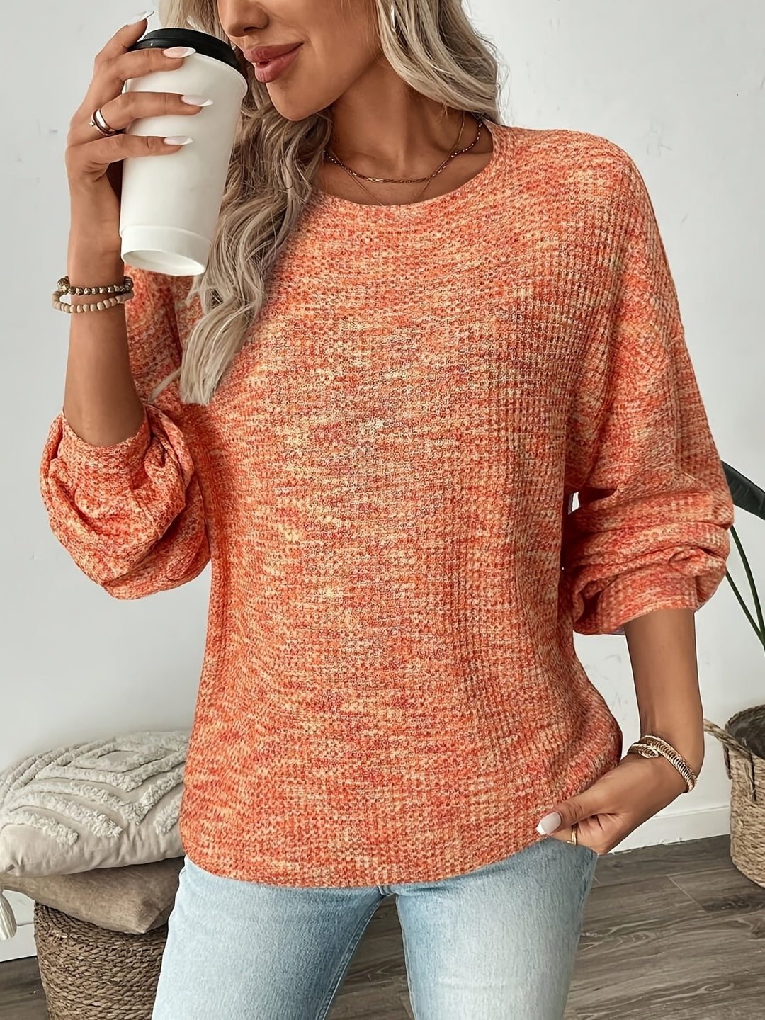 Greta | Soft Knit Sweater with Waffle Texture and Loose Fit