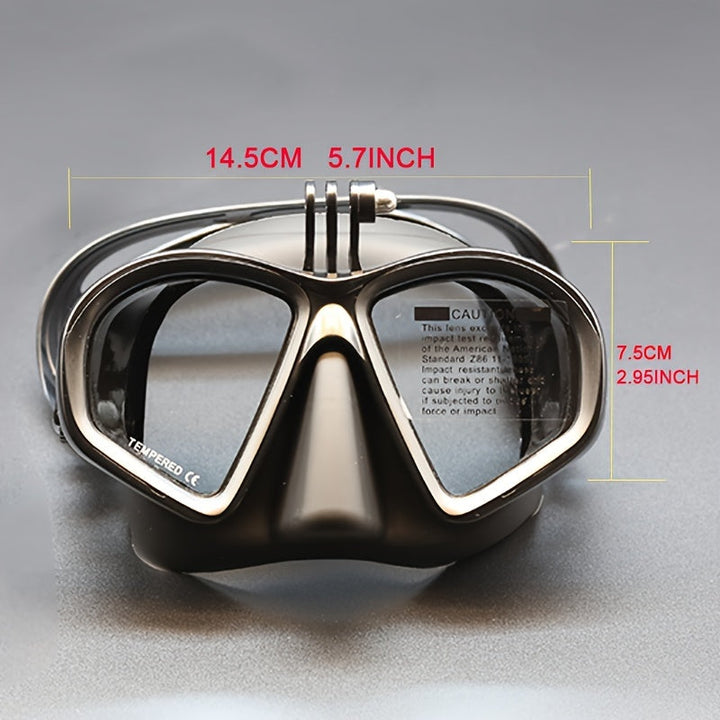 Tempered Diving Mask with Case - Diving Goggles with Anti-Fog and Camera Mount