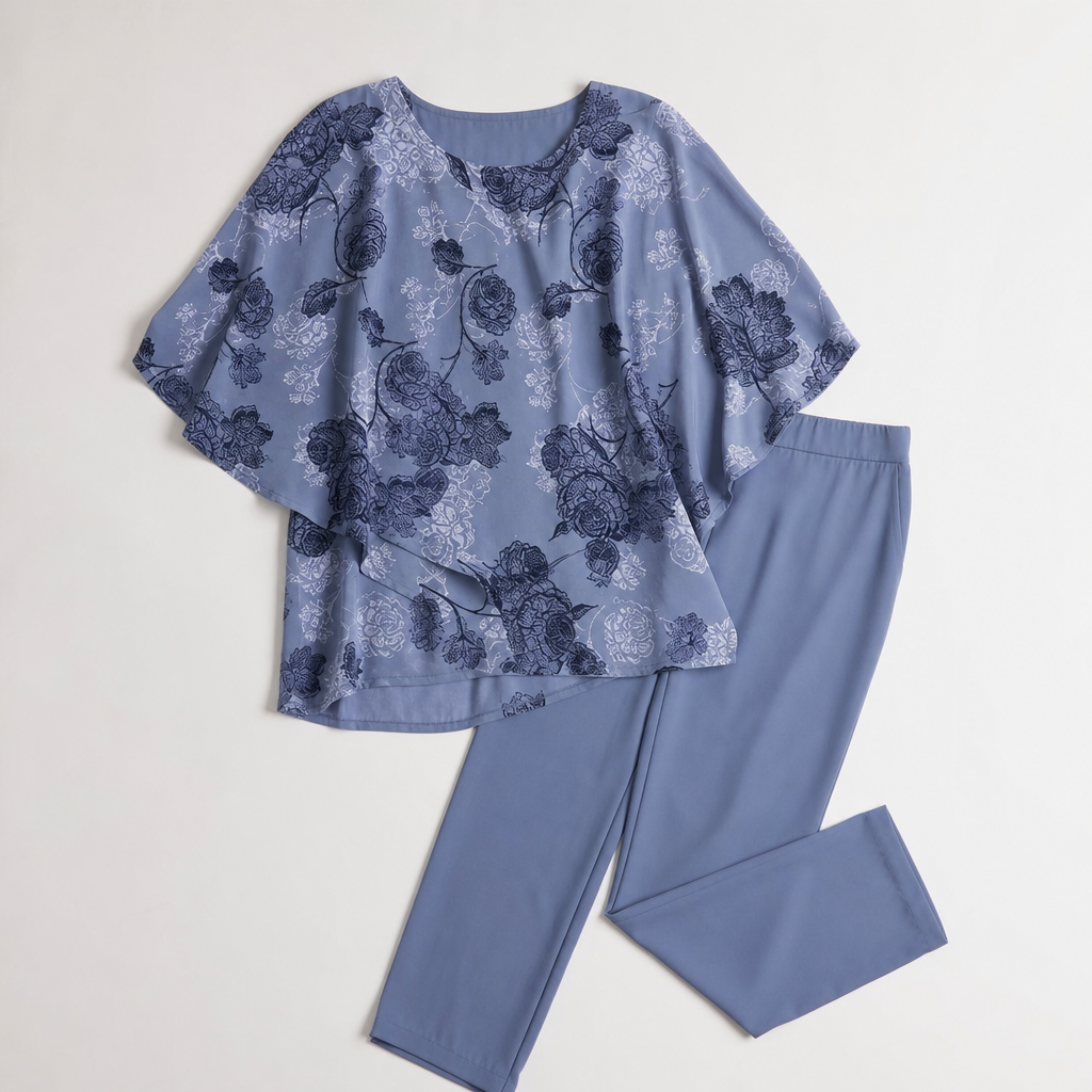 Procida Chiffon Overlay Two-Piece Trouser Set