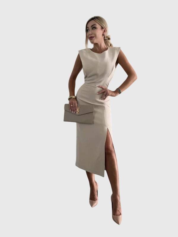 Elegant Lula™ dress by Emma & Rose Cape Town displayed on a hanger, showcasing its stylish design and fabric details.
