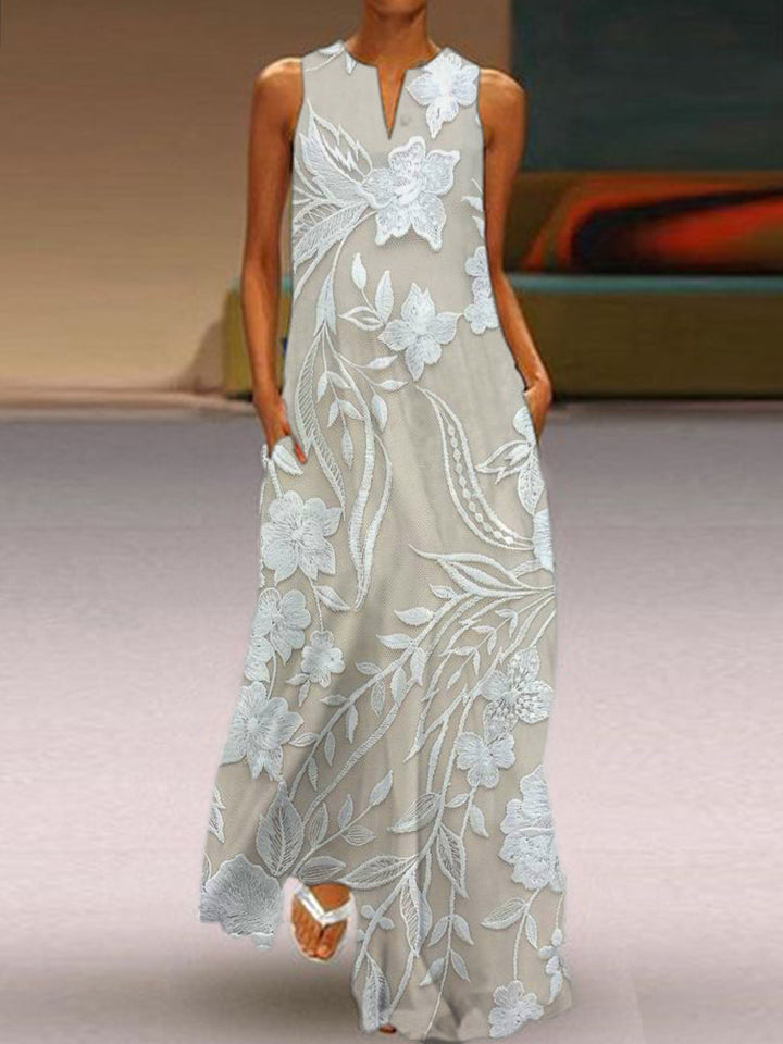 SELENE – ELEGANT SLEEVELESS LUXE PRINTED DRESS