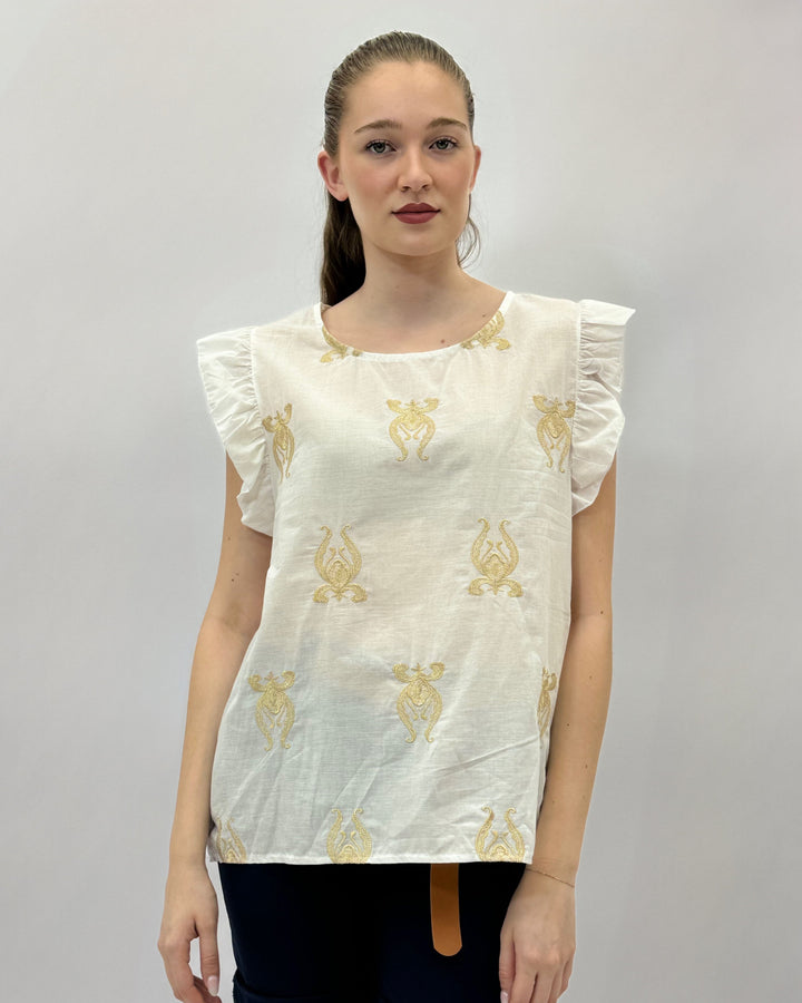 Charlize™  |  Top Embroidery Ruffled Sleeves
