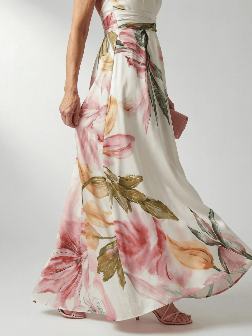 Emma & Rose Cape Town Amiel™ Light Floral Maxi Dress with flowing fabric and delicate floral pattern on a casual summer dress