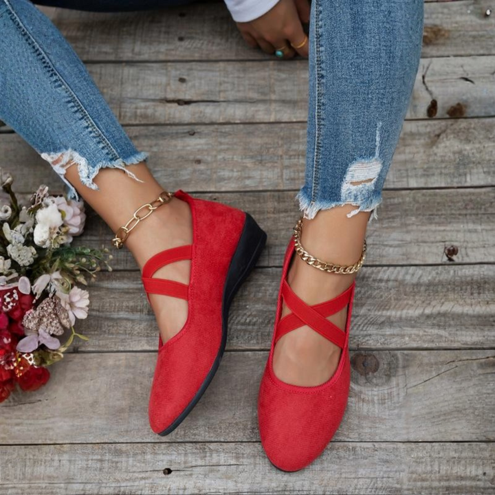 Anna Closed Wedge Heel Ballet Flats, view 3 - Elena Harper
