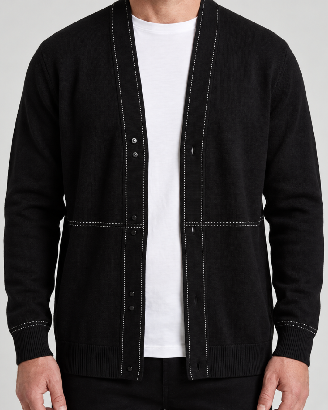 Jacquard Wool Blend Cardigan For Men