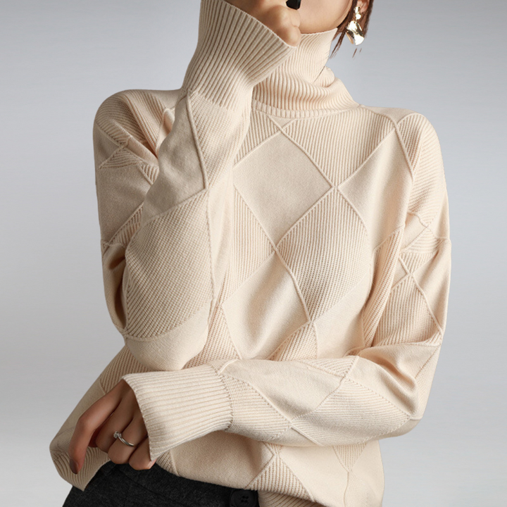 Camille Elegant and Comfortable Turtleneck Sweater, view 3 - Elena Harper