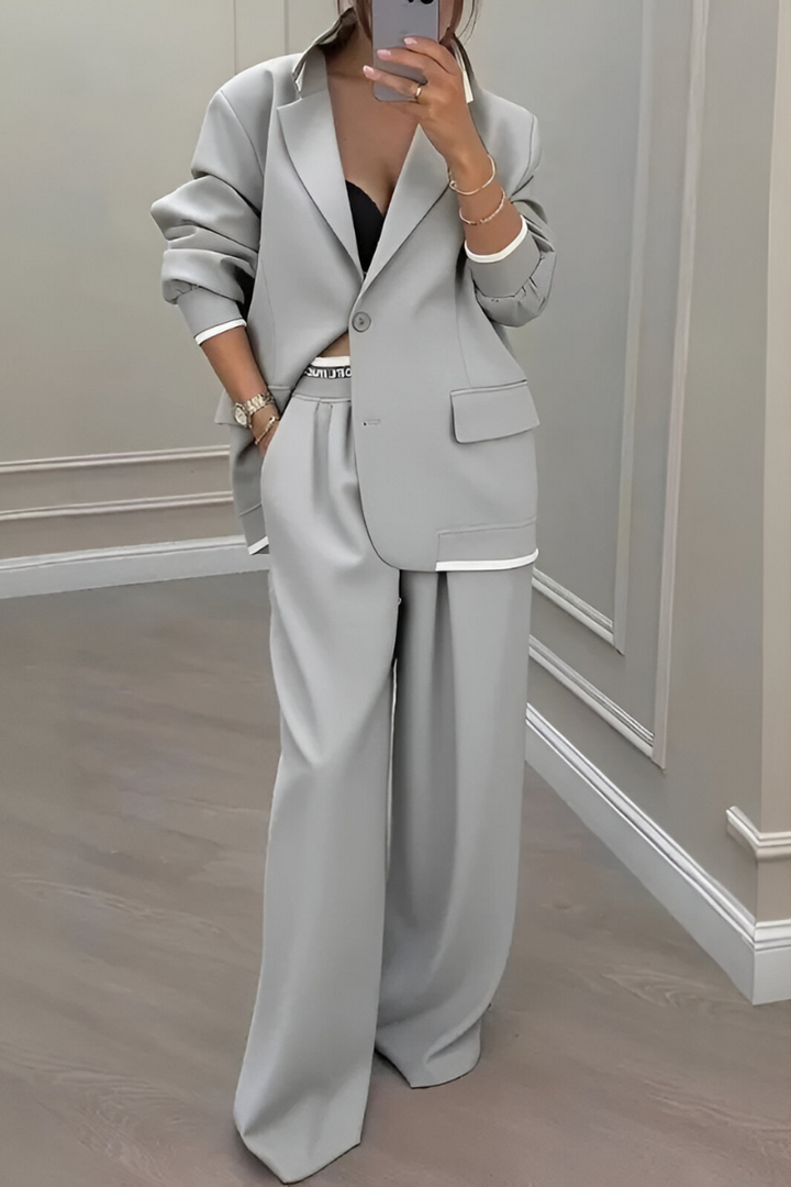 Esra Stylish Relaxed Blazer Set, view 4 - Elena Harper