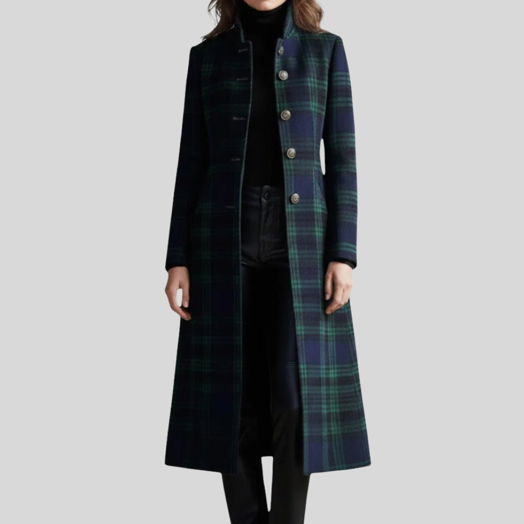 Samira Timeless Plaid Elegant Coat, view 2 - Elena Harper