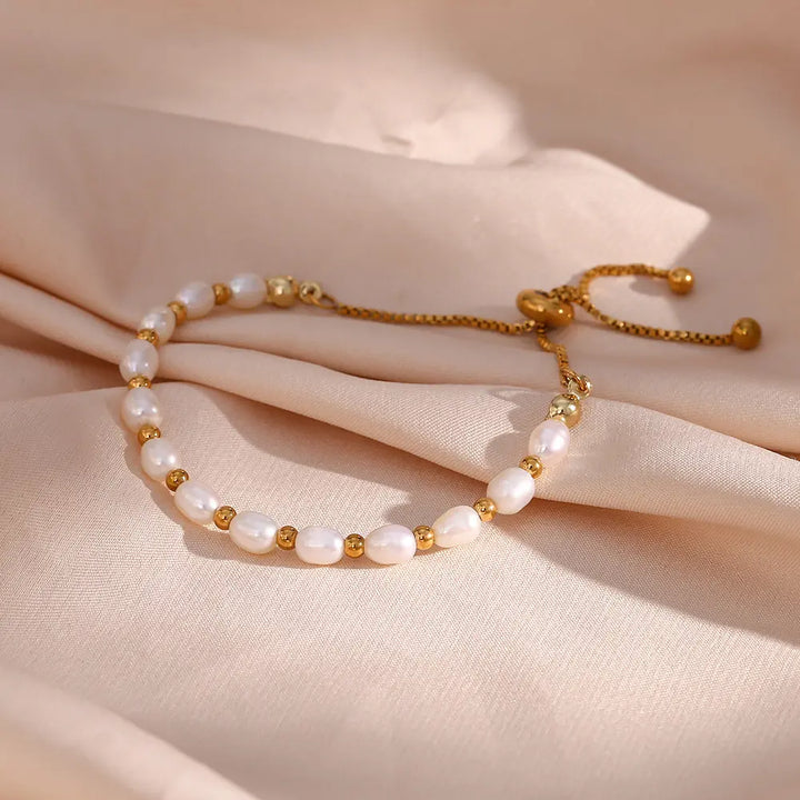 Women's Elegant Pearl and Gold Bracelet