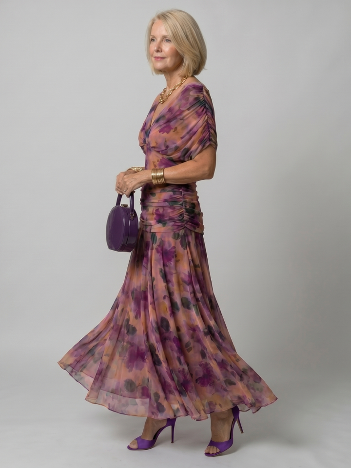 Midi dress for women with off-the-shoulder design - Fluid and romantic