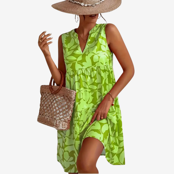 Amazela Floral Flared Midi Dress, view 2 - Elena Harper