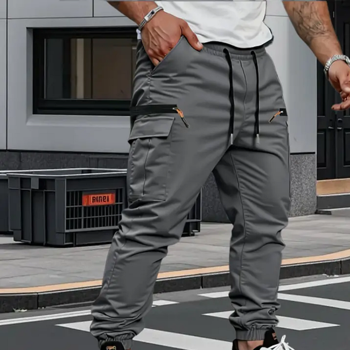 Lothar Casual Cargo Pants with Stretch Waistband, view 2 - Elena Harper