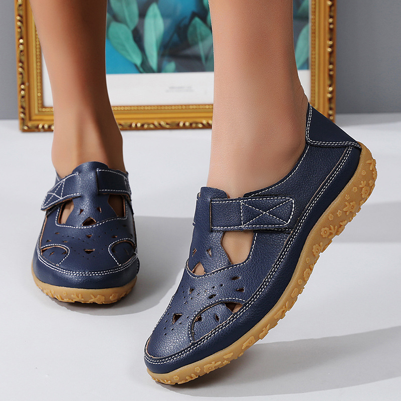 Comfortable Summer Shoes with Velcro and Perforated Design EB