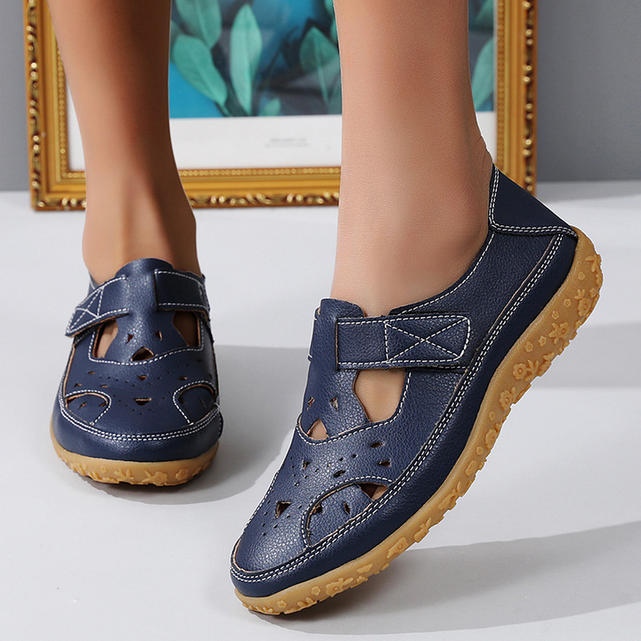Comfortable Summer Shoes with Velcro and Perforated Design EB