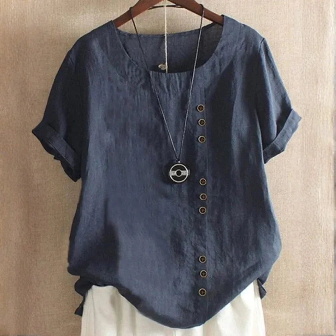 Serenity | Women's Casual Button Detail Linen Blouse