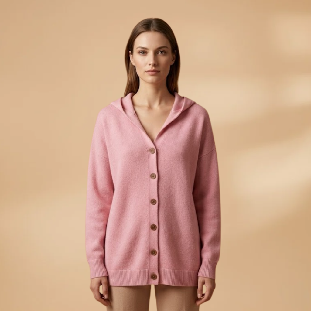 Women's Cardigan with Hood and Button Closure