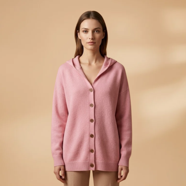 Women's Cardigan with Hood and Button Closure