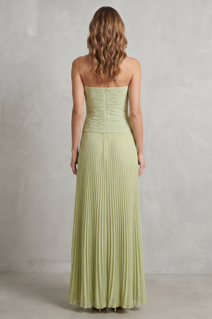 Skyelle – Pleated strapless elegance – Maxi dress