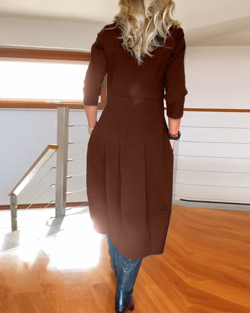 Elegant Vintage Maxi Dress for Women with Pockets