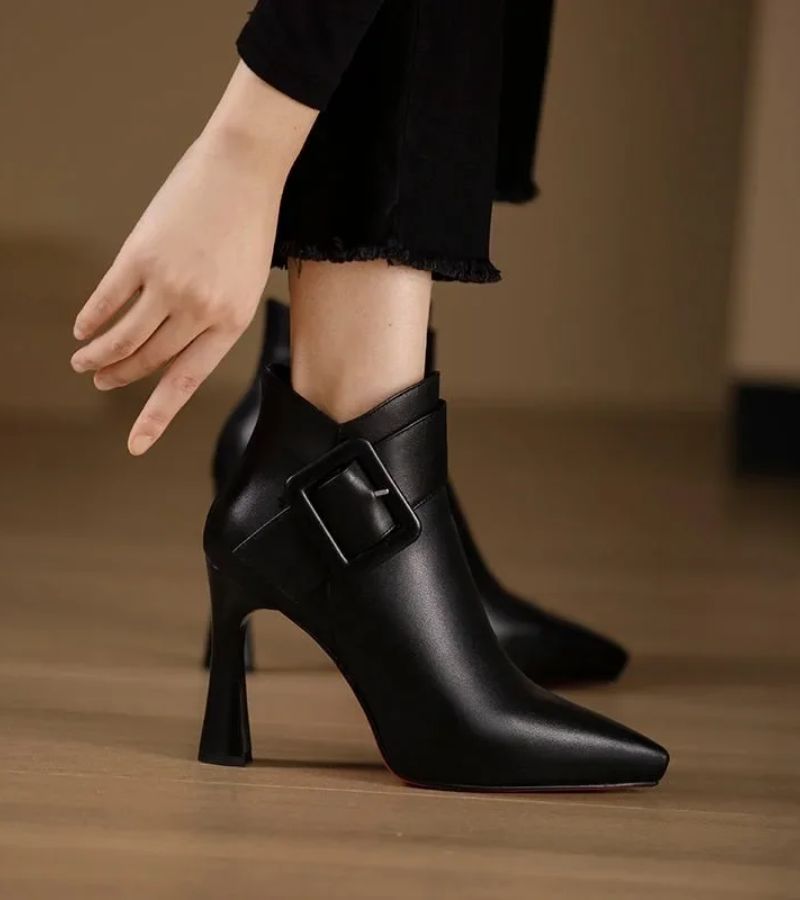 Aveline | Heeled Ankle Boots with Oversized Buckle