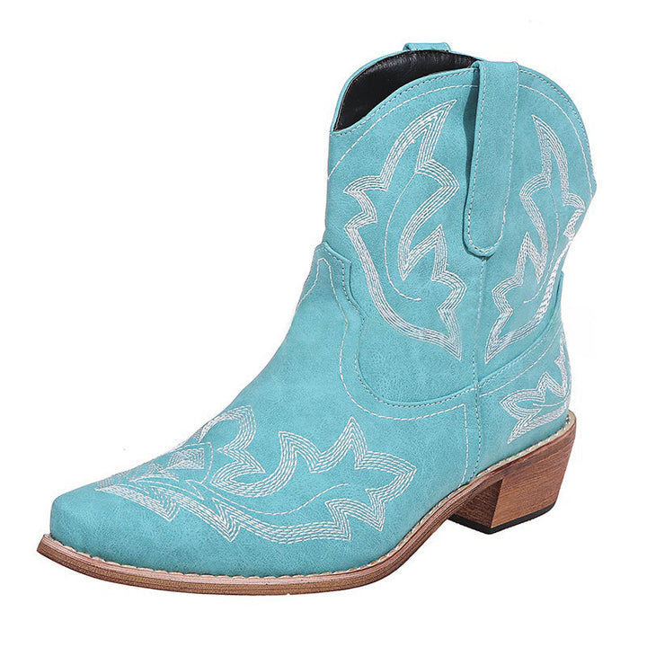 Laurice - Stylish Embroidered Leather Cowboy Boots