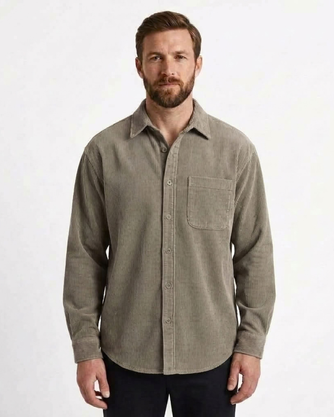 Textured Button-Front Overshirt For Men