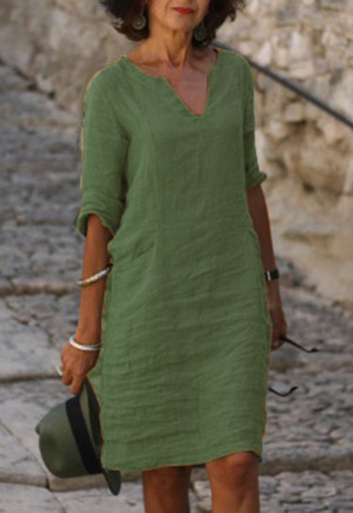 Elvy Sleek V-Neck Dress - Elena Harper