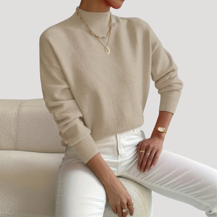 Women's High Neck Sweater with Long Sleeves