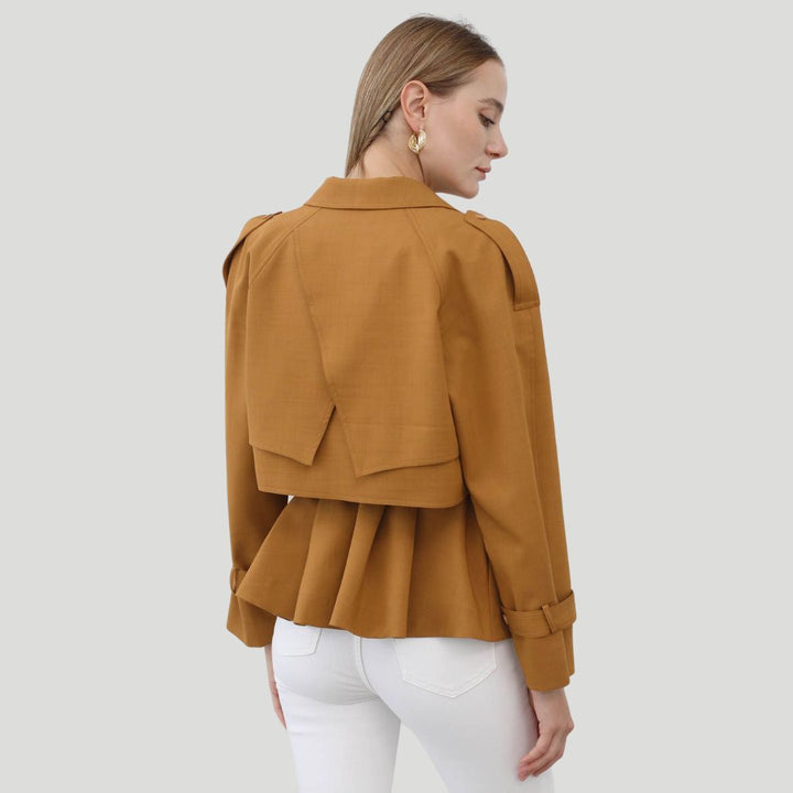 Peplum Jacket with a Striking Collar and Waist-Fitting Design - Gemma
