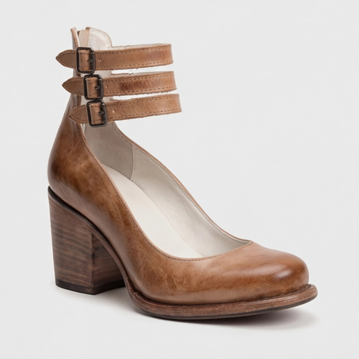 Summer Elegant Retro Ankle Strap Heels, view 5 - Elena Harper