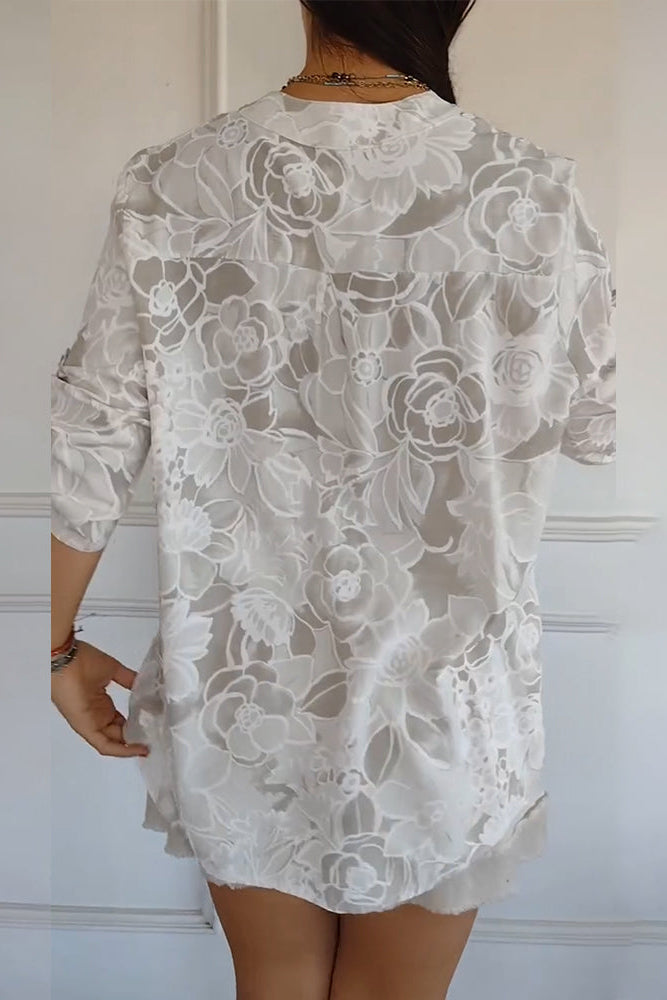 Women's Short Sleeve Floral Lace Blouse