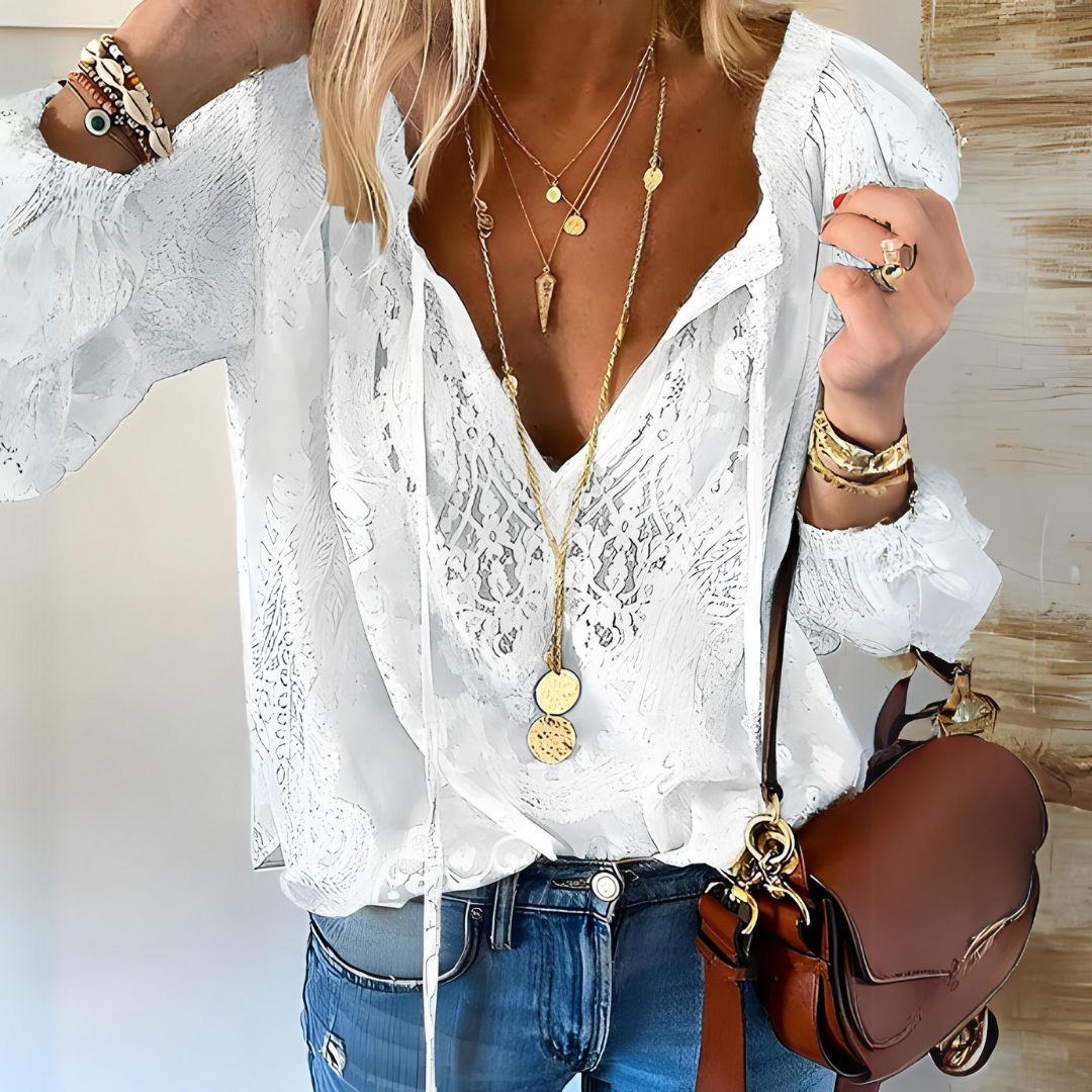 Jill - Women's Boho Crochet Blouse