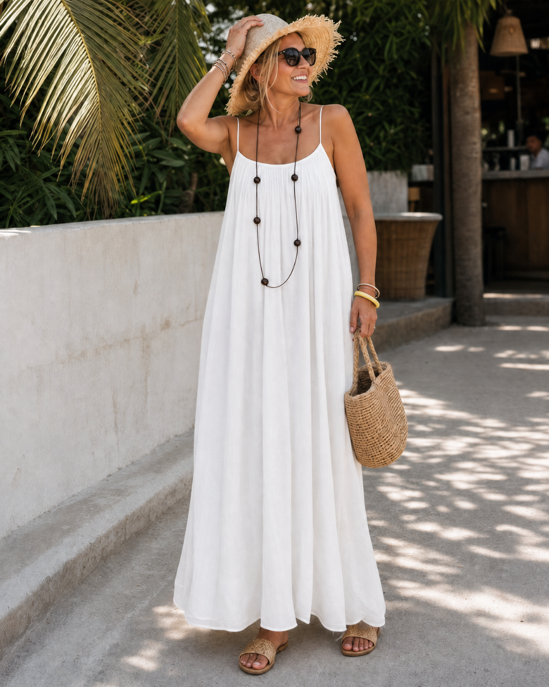 Amener Flowing Sleeveless Strappy Relaxed Midi Dress - Elena Harper