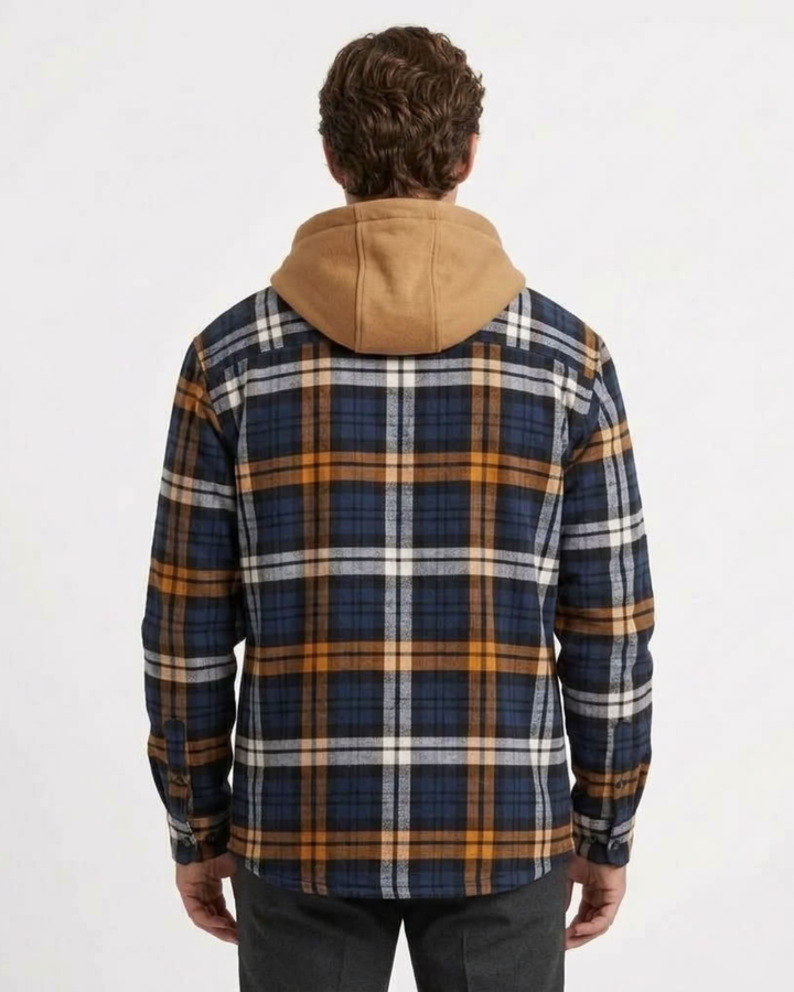 Hooded Zip-Up Checked Jacket