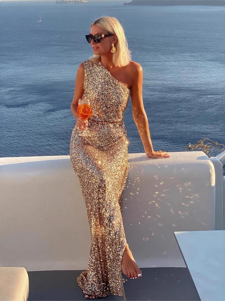 Sequin Slit Resort  Maxi Dress