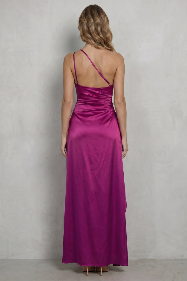 Scarlette – Liquid satin drape – One-shoulder evening gown