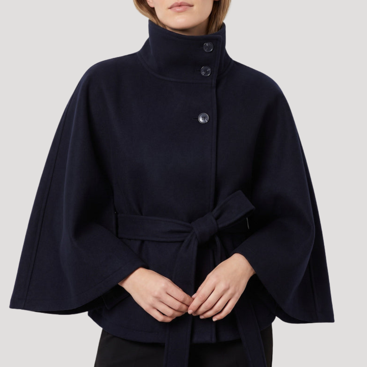 Women's Cape Coat with High Collar