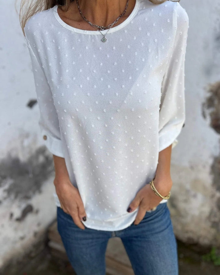 VARENA - Chic Chiffon Jacquard Blouse