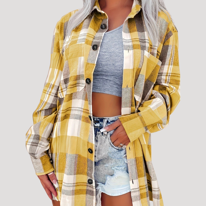 Casual Button-Up Checkered Shirt for Women