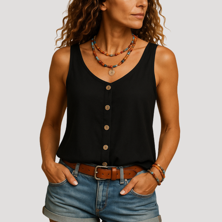 Women's Sleeveless Button Top