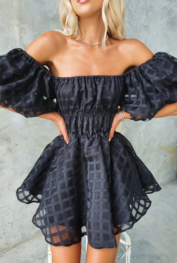Evie Mini Dress with Puff Sleeves - Elena Harper